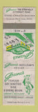 Matchbook Cover - Green's Restaurant Denver Colorado
