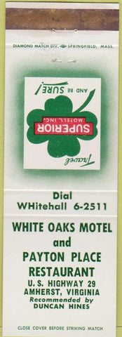 Matchbook Cover - White Oaks Motel Payton Place Amherst VA