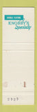 Matchbook Cover - Knobby's Restaurant Indianapolis IN