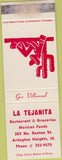 Matchbook Cover - La Tejanita Restaurant Mexican food Arlington Heights IL