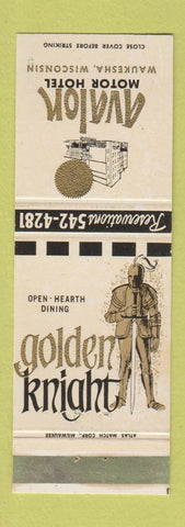 Matchbook Cover - Avalon Motor Hotel Waukesha WI Golden Knight