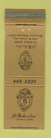 Matchbook Cover - JH Becker Funeral Home Milwaukee WI