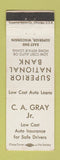 Matchbook Cover - Superior National Bank Superior WI CA Gray Insurance