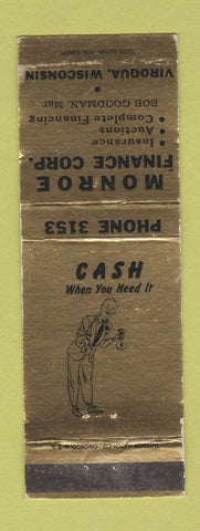 Matchbook Cover - Monroe Finance Viroqua WI WEAR