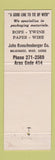 Matchbook Cover - John Rauschenberger Wire Rope Cordage Milwaukee WI