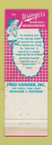 Matchbook Cover - Usinger's Sausage Milwaukee WI WEAR