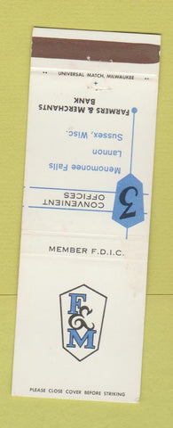 Matchbook Cover - Farmers and Merchants Bank Memonomee Falls Lannon Sussex WI