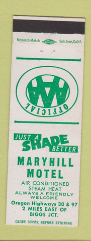 Matchbook Cover - Maryhill Motel Biggs Junction OR