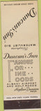 Matchbook Cover - Duncan's Inn Albany NY? Federal