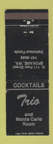 Matchbook Cover - Trio and Monte Carlo Room Spokane WA restaurant