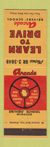 Matchbook Cover - Arcade Drivers School Milwaukee Racine Cudahy Mequon WI