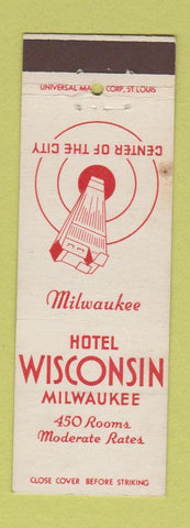 Matchbook Cover - Hotel Wisconsin Milwaukee WI