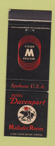 Matchbook Cover - Hotel Davenport Spokane WA Matador Room