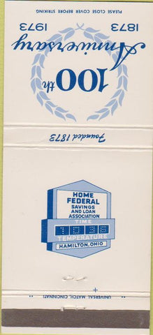 Matchbook Cover - Home Federal Savings Loan Hamilton OH 30 Strike