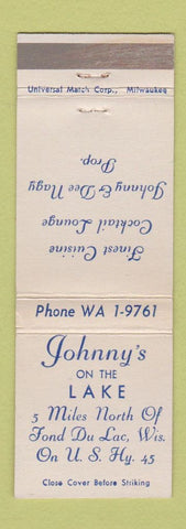 Matchbook Cover - Johnny's on the Lake Fond Du Lac WI