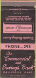 Matchbook Cover - Commercial Savings Bank Gallipolis OH WORN 30 Strike