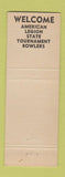 Matchbook Cover - Franklin House New London WI American Legion Bowling
