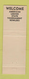 Matchbook Cover - Franklin House New London WI American Legion Bowling