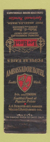 Matchbook Cover - Lee Hotel Port Angeles WA WORN