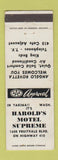 Matchbook Cover - Harold's Motel Supreme Yakima WA