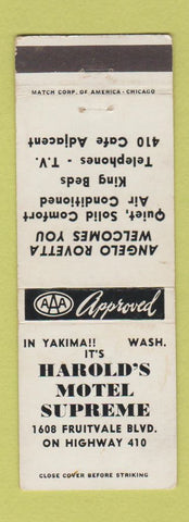 Matchbook Cover - Harold's Motel Supreme Yakima WA