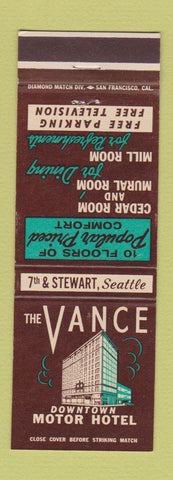 Matchbook Cover - Vance Motor Hotel Seattle WA