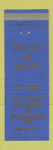 Matchbook Cover - Mel Tuson's Restaurant Beachcomber Room Edmunds WA
