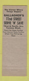 Matchbook Cover - Gallagher's Fuel oil gas Tacoma WA