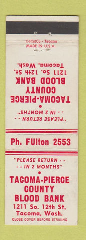 Matchbook Cover - Tacoma Pierce County Blood Bank Tacoma WA