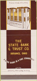 Matchbook Cover - State Bank Trust Defiance OH 30 Strike