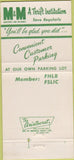 Matchbook Cover - M and M Savings Loan Springfield OH 30 Strike