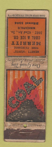 Matchbook Cover - Merritt Coal Ice Minneapolis MN STAR MATCH POOR