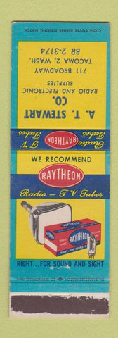 Matchbook Cover - Raytheon Radio TV Tubes AT Stewart Tacoma WA WEAR