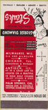 Matchbook Cover - George Diamond Steak Chicago Antioch Milwaukee 30 Stick