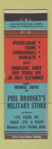 Matchbook Cover - Phil Brodsky's Militayr Store Tacoma WA