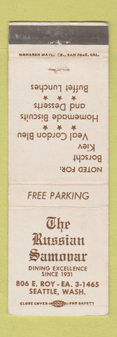 Matchbook Cover - Russian Samovar Restaurant Seattle WA