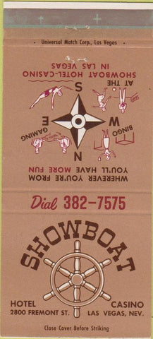 Matchbook Cover - Hotel Showboat Casino Las Vegas NV 30 Strike
