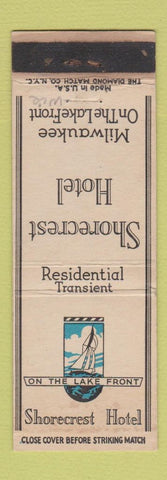 Matchbook Cover - Shorecrest Hotel Milwaukee WI WEAR