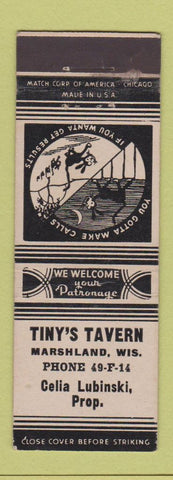 Matchbook Cover - Tiny's Tavern Marshfield WI Celia Lubinski