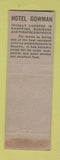 Matchbook Cover - Hotel Gorman Seattle WA feature WORN