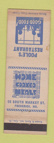 Matchbook Cover - Poole's Restaurant Frederick MD WEAR