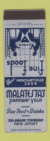 Matchbook Cover - Malatesta's Parkway Village Delaware Township NJ SAMPLE