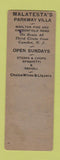 Matchbook Cover - Malatesta's Parkway Village Delaware Township NJ SAMPLE
