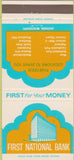 Matchbook Cover - First National Bank Jackson MS 30 Strike