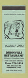 Matchbook Cover - Dunnville Restaurant ON