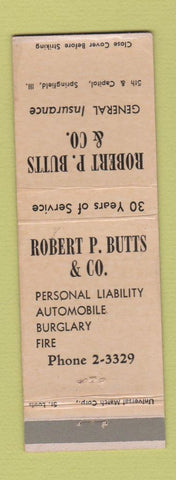 Matchbook Cover - Robert Butts Insurance Springfield IL