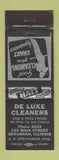 Matchbook Cover - De Luxe Cleaners Savannah IL low phone #