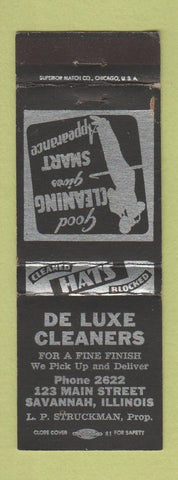Matchbook Cover - De Luxe Cleaners Savannah IL low phone #