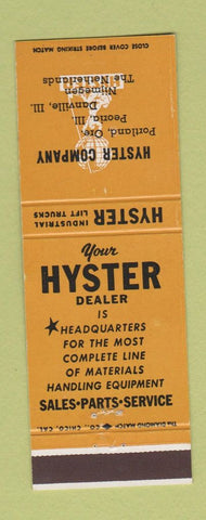 Matchbook Cover - Hyster Lift Trucks Peoria Danville IL Portland OR