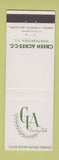 Matchbook Cover - Green Acres Country Club Northbrook IL